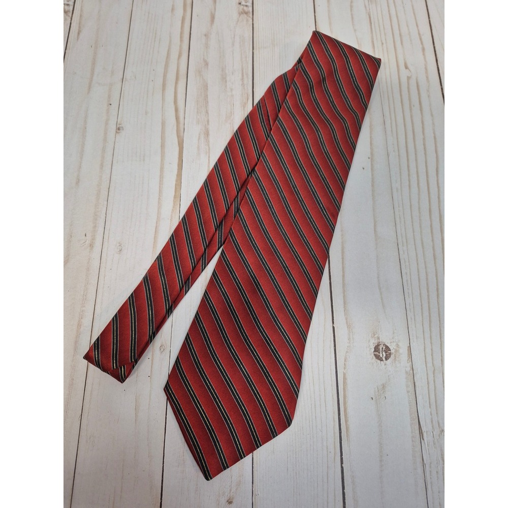 Stafford Mens Silk Blend Necktie Red Black Gold Diagonal Striped Formal Tie